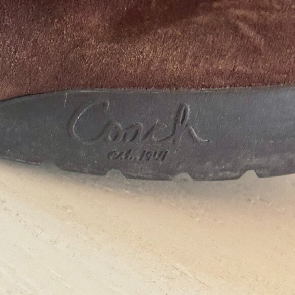 Vintage Coach Tatum Brown Suede Logo Knit Legwarmer Reversible Boots | Sz 8.5 M - Picture 8 of 10